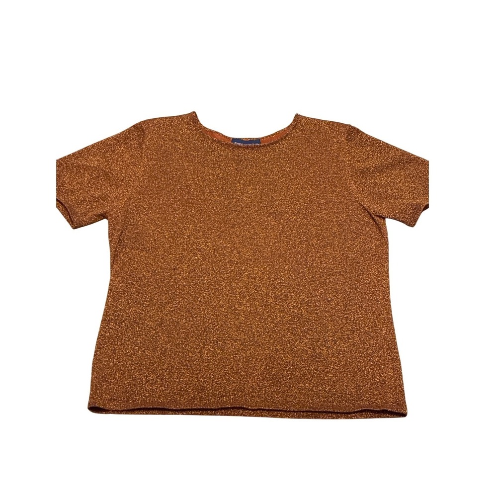 Vintage Preston & York Copper Metallic Knit Short Sleeve Top